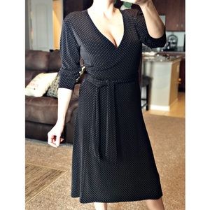 Chico’s Travelers Black & Gray Polka Dot Dress 8